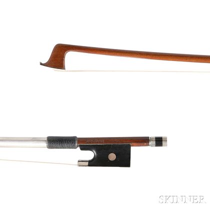 French Nickel Silver-mounted Violin Bow, Marc Laberte, Mirecourt, c. 1950