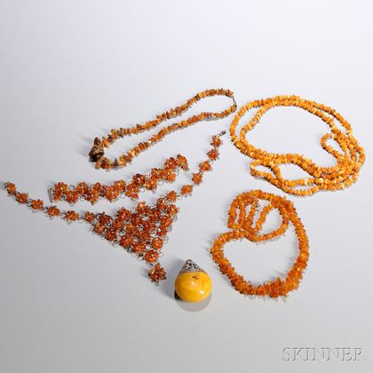 Six Assorted Amber Accessories