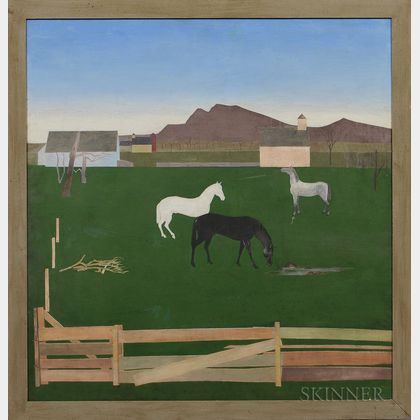 Stefan Hirsch (New York, 1899-1964) Horses in a Pasture.