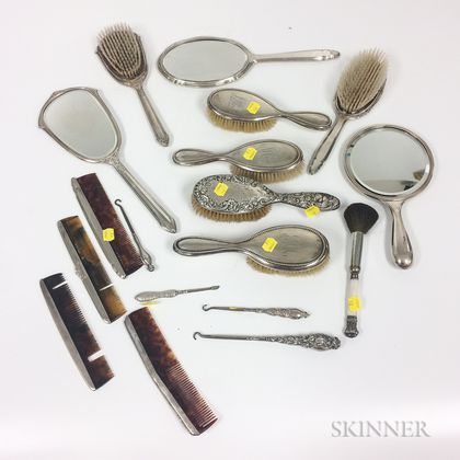 Group of Silver-mounted Vanity Items