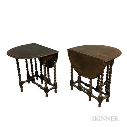 Pair of William and Mary-style Oak Gate-leg Tables