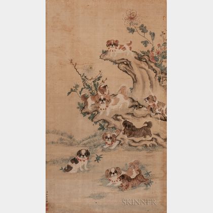 Painting Depicting Pekingese Dogs