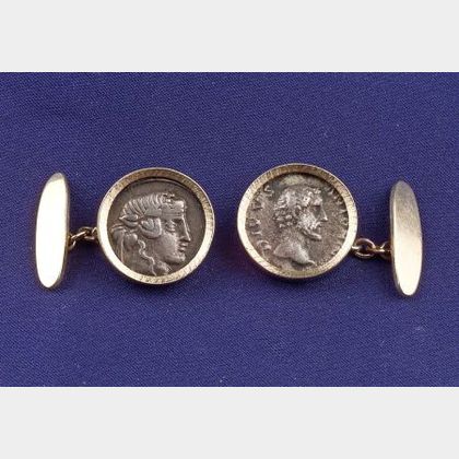 14kt Gold and Silver Coin Cuff Links