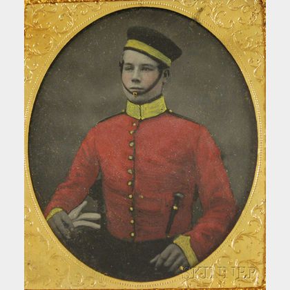 Hand-tinted Ambrotype of a Young Man in Uniform