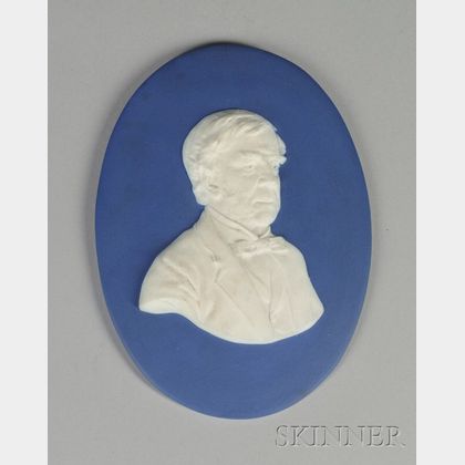 Wedgwood Dark Blue Jasper Dip Portrait Medallion of Oliver Wendell Holmes