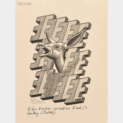M. C. Escher (Dutch, 1898-1972) Two Alphabet Images: E is een Ezel