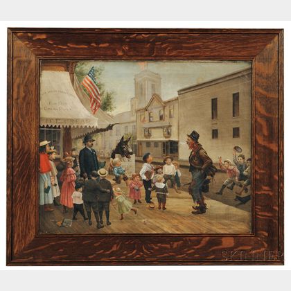 American School, late 19th Century Hobo and Children Street Scene.