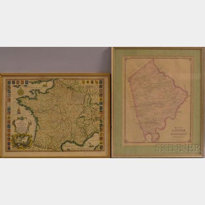 Framed Carte De France and E.P. Porter's Map of Little Britain Township.