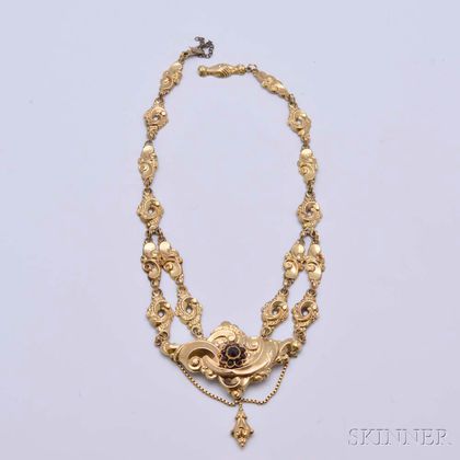 Victorian 14kt Gold and Garnet Necklace