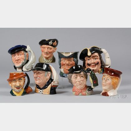 Six Large Royal Doulton Ceramic Character Jugs and Two Other Ceramic Character Jugs