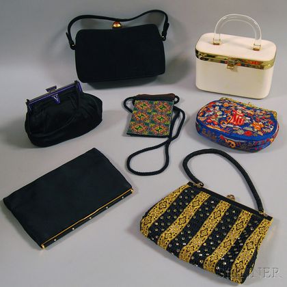 Seven Lady's Cases, Evening Bags, and Clutches