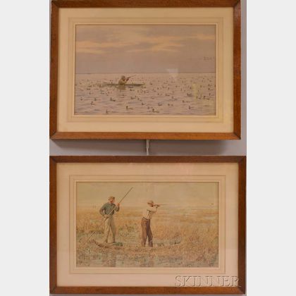 Two Framed Arthur Burdett Frost (American, 1851-1928) Hunting Chromolithographs