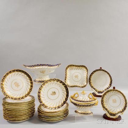 Twenty-six Pieces of Chamberlain's and Spode Gilt Porcelain Tableware