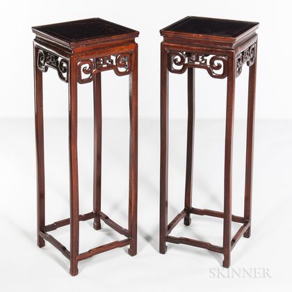 Pair of Hardwood Tall Stands