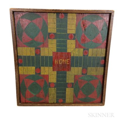 Polychrome Painted Wood Double-sided Game Board