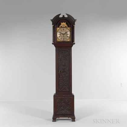 Carved Oak Quarter-hour Chiming Longcase Clock