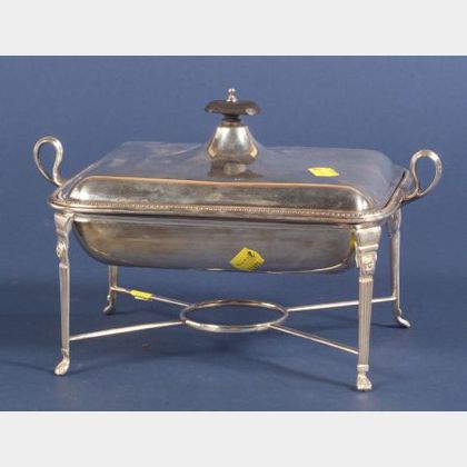 Edward VII Silver Chafing Entree Dish on Plated Stand