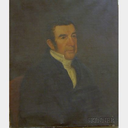 Framed American School Oil on Canvas Portrait of a Gentleman