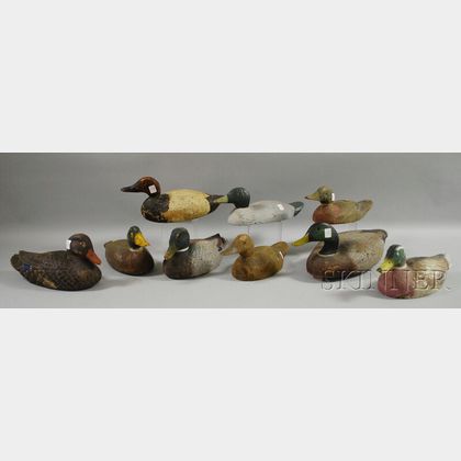 Nine Painted Duck Decoys