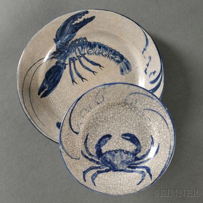Dedham Pottery Lobster and Crab Plates 
