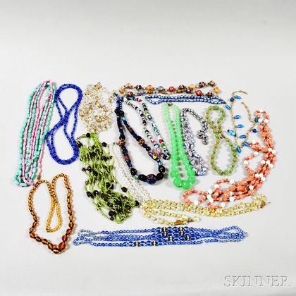 Group of Beaded Glass Necklaces