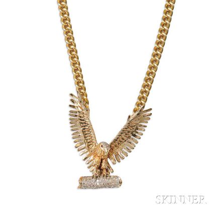 Little Jimmy Dickens 14kt Gold and Diamond Eagle Pendant