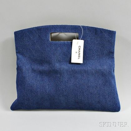 Chanel Blue Denim Folding Clutch