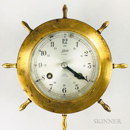 Small Schatz Brass and Glass Ship's Bell Clock