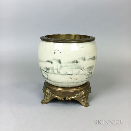 Ormolu-mounted White-glazed Ceramic Jar