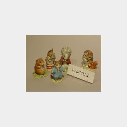 Seven Beswick Beatrix Potter Ceramic Animal Figures and Two Ceramic Squirrels