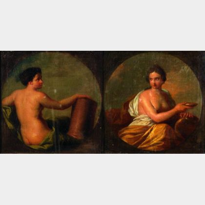 Attributed to Angelica Kauffmann (Swiss, 1741-1807) Lot of Two Allegorical Figures