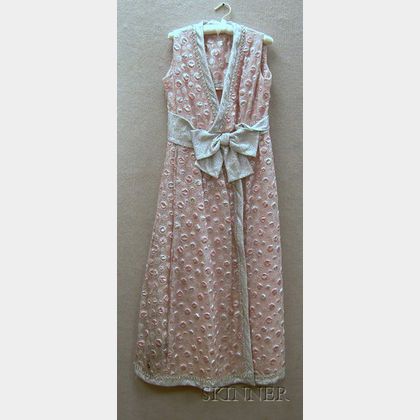 Vintage Gertrude Frank, Brookline, Pink Satin and Silver Lame Gown