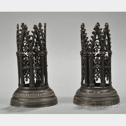 Pair of Gothic-style Bronze Spill Holders