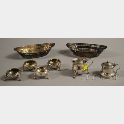 Eight Pieces of Small English Sterling Silver and Silver-plated Tableware