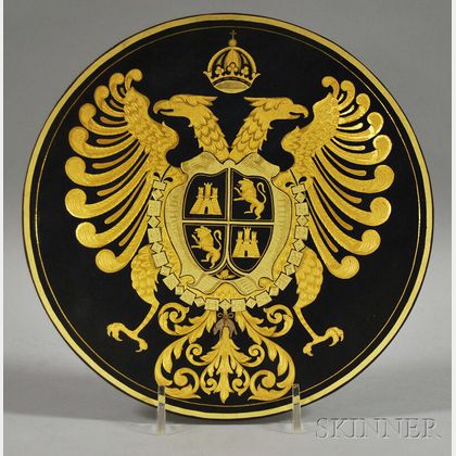 German Plate with Gilt Two-Headed Eagle