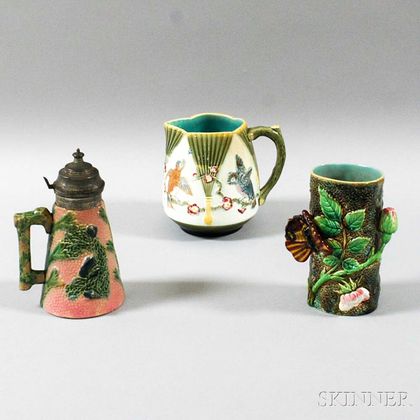 Three Majolica Pottery Items
