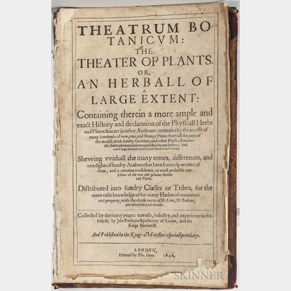 Parkinson, John (1567-1650) Theatrum Botanicum: the Theater of Plants.