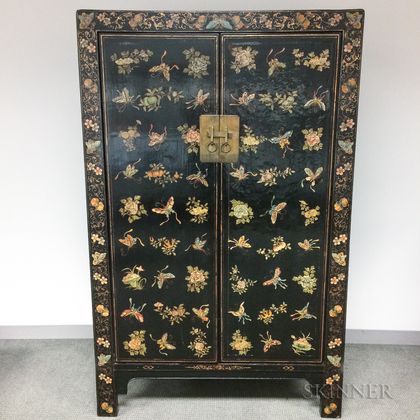 Polychrome and Black-lacquered Armoire