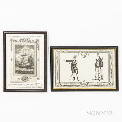 Two Framed Early Engravings Pertaining to the American Revolutionary War