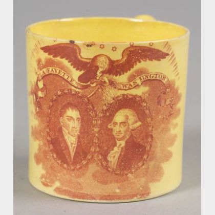 Canary Glazed Transfer Decorated Lafayette/Washington Child's Mug