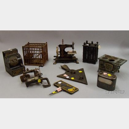 Approximately Eight Small Iron, Wood, or Tin Items