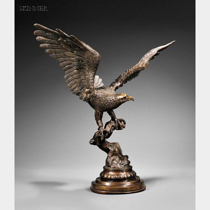 American School, 20th Century Eagle Perched with Outstretched Wings.