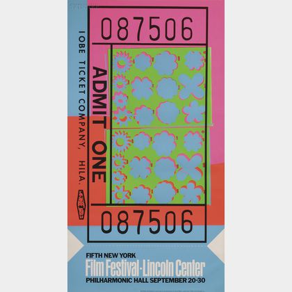 Andy Warhol (American, 1928-1987) Lincoln Center Ticket