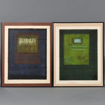 Hiroyuki Tajima (1911-1984),Two Color Woodblock Prints