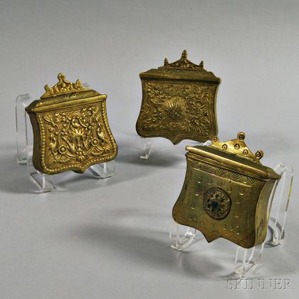 Three Brass Cartridge Boxes