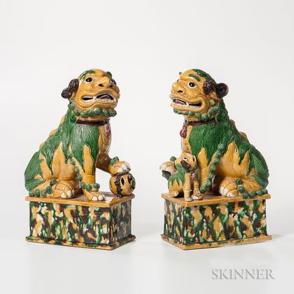 Pair of Sancai-glazed Foo Dogs