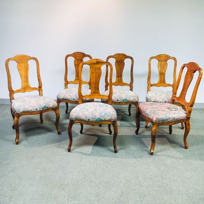Set of Six Walnut Side Chairs