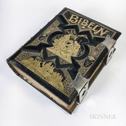 Ornate 1889 A.J. Holman & Co. Embossed and Gilt Leather-bound Swedish Bible