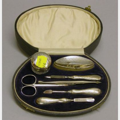 Cased Five-Piece British Sterling Silver Manicure Set