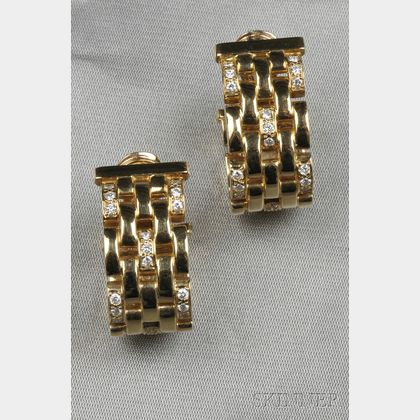 18kt Gold and Diamond "Panthere" Earclips, Cartier